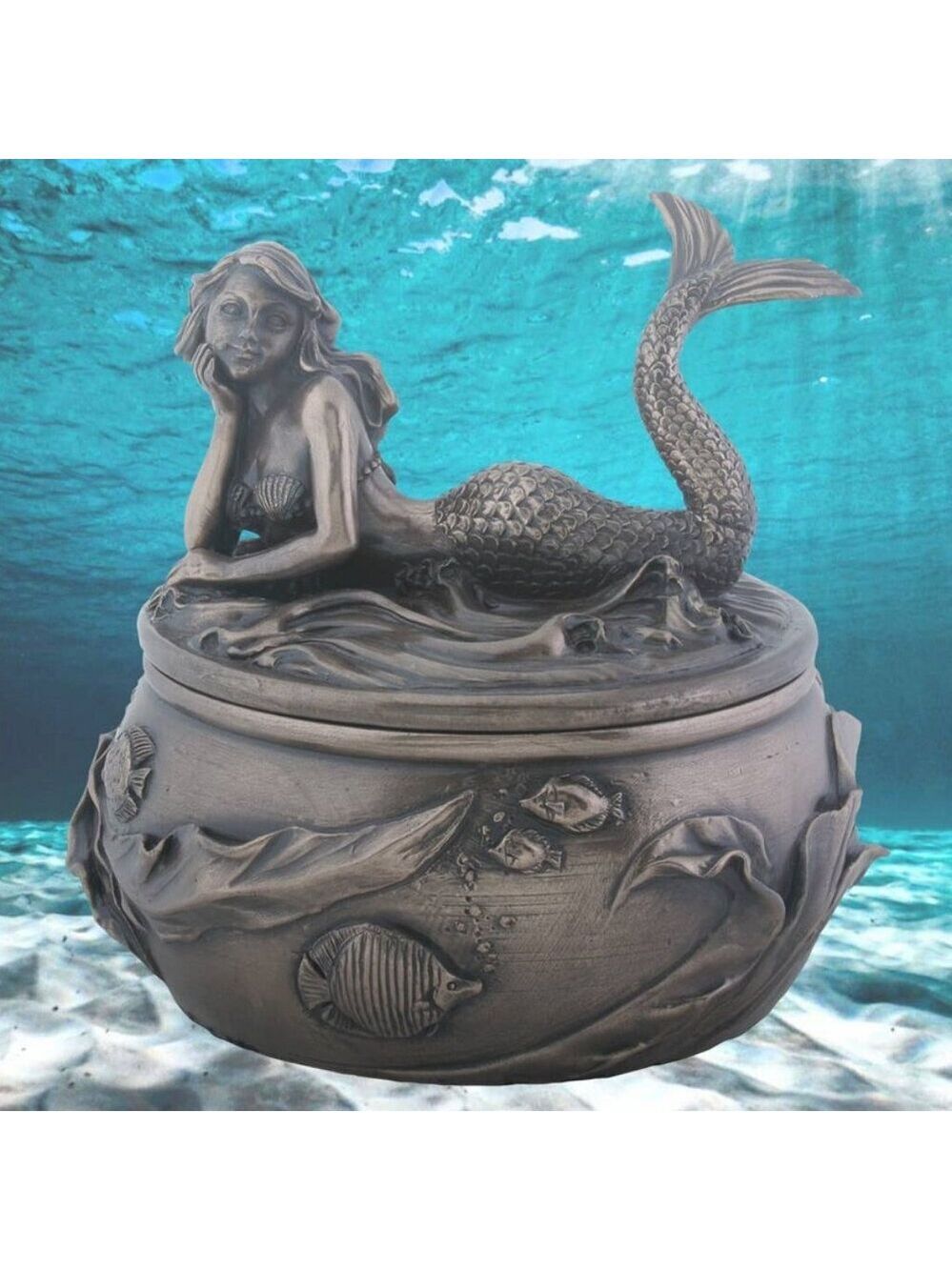 Bronze Mermaid jewelry trinket box - Picture 6 of 6